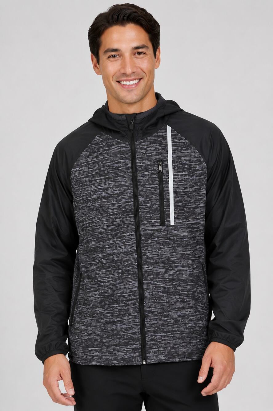 Callaway Mens Black Golf Packable Full Zip Hooded Jacket Size XL Lightweight